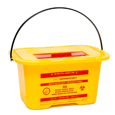 4 Litre Yellow Sharps Base, Handle, Lid & Slider