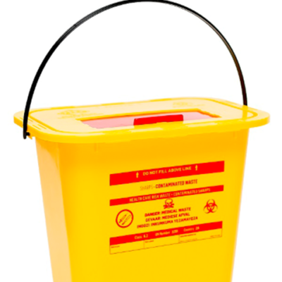 8 Litre Yellow Sharps Base, Handle, Lid & Slider
